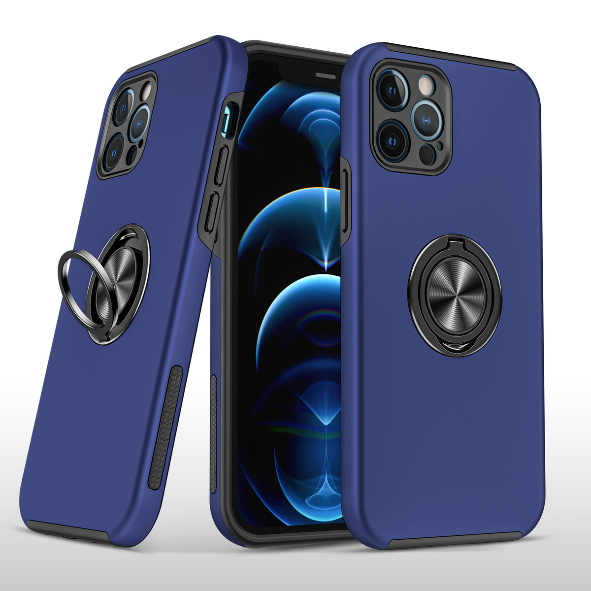 Phone Case for Apple iPhone SE 3 (2022) SE/8/7 Invisible Ring Stand Shockproof Anti Slip Durable Grip Protective Hybrid Fit Magnetic Car Mount Holder Cover Blue