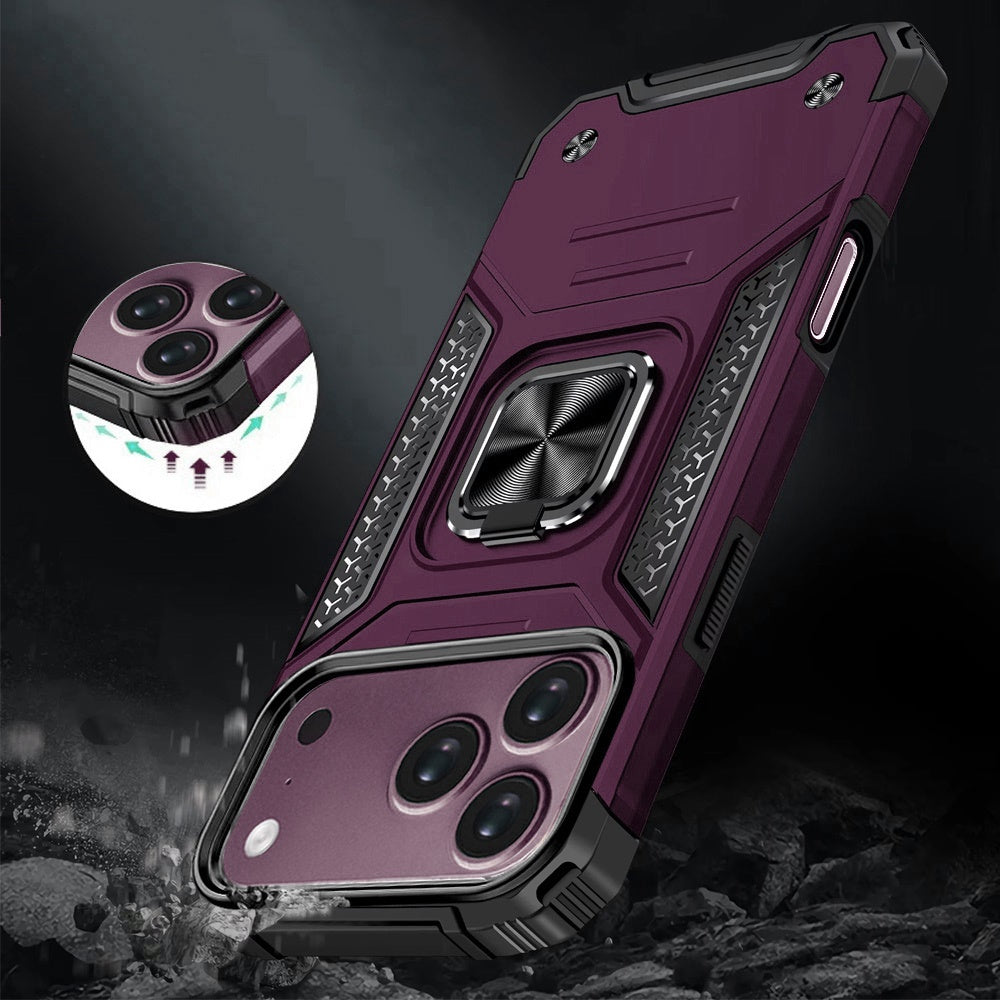 Phone Case for Apple iPhone 18 Pro Magnetic Car Mount Hybrid Ring Stand Shockproof Rugged Grip Armor Heavy Duty Protective TPU Durable Cover Purple