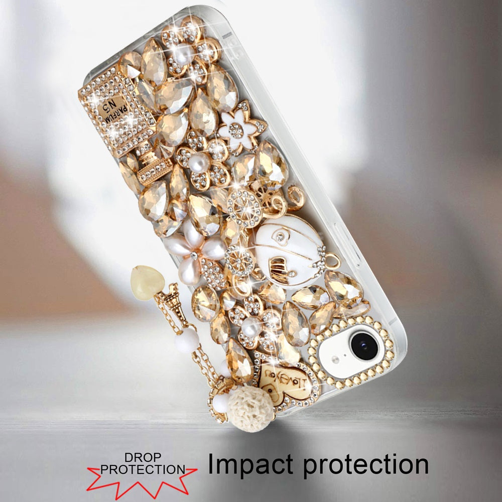 For Apple iPhone 17E /16E Bling Crystal 3D Full Diamonds Luxury Sparkle Rhinestone Hybrid Case Cover