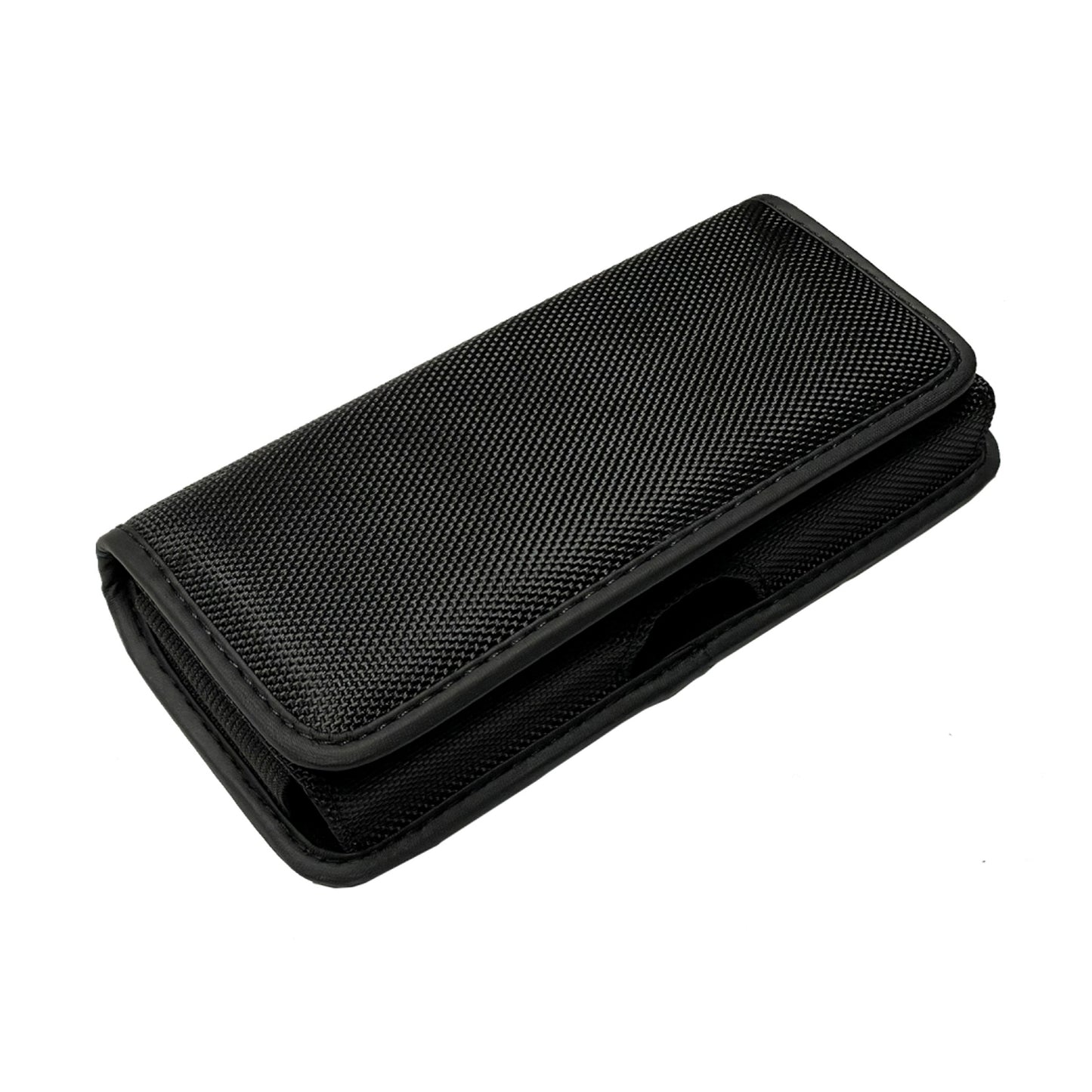 For Apple iPhone 16 Plus (6.7") Pouch Case Universal Horizontal Canvas with Credit Card ID Slot and Belt Clip Loop Holster Cell Phone Holder Cover [Black]