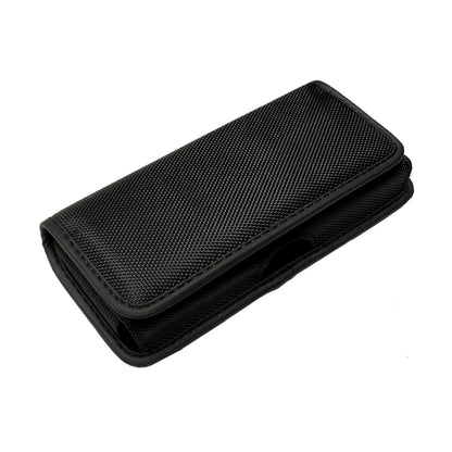For Apple iPhone 16 Plus (6.7") Pouch Case Universal Horizontal Canvas with Credit Card ID Slot and Belt Clip Loop Holster Cell Phone Holder Cover [Black]