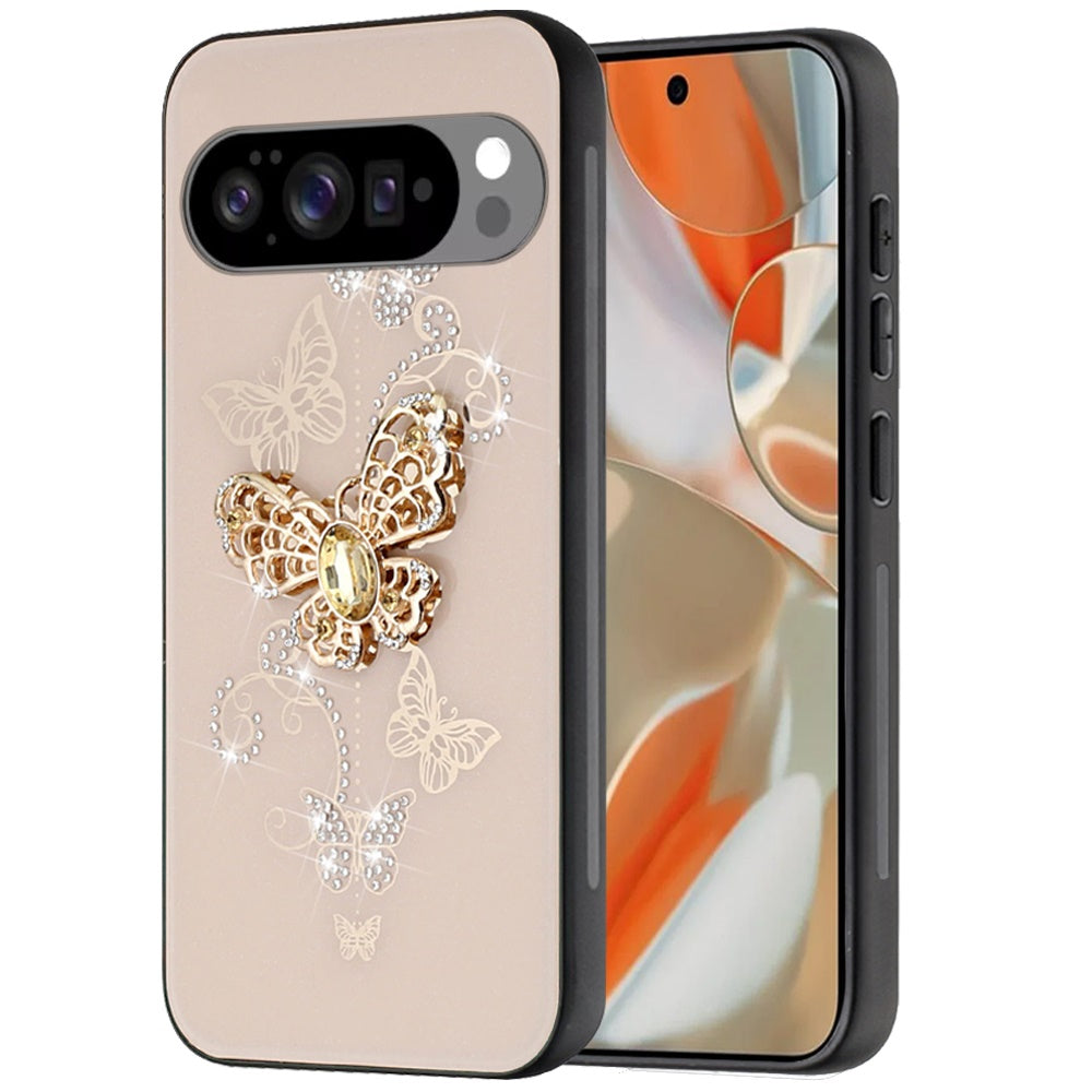 For Google Pixel 10 Pro XL Diamonds 3D Fashion Bling Sparkly Glitter Ornaments Engraving Hybrid with Ring Stand Case Cover