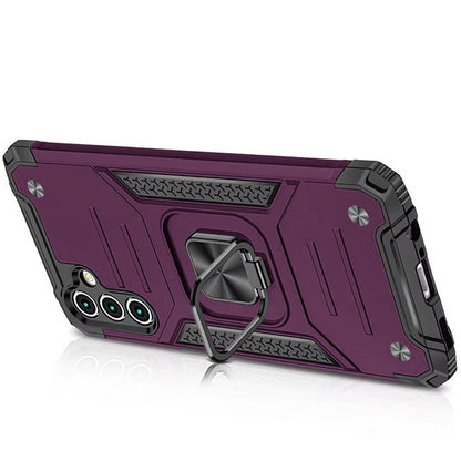 Phone Case for Samsung Galaxy A17 5G Magnetic Car Mount Hybrid Ring Stand Shockproof Rugged Grip Armor Heavy Duty Protective TPU Durable Cover Purple