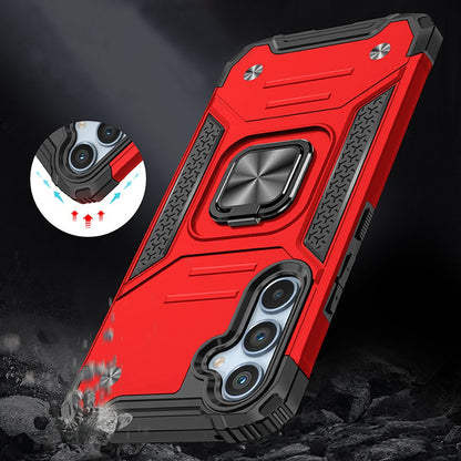 For Apple iPhone 17 Pro Max Armor Hybrid Magnetic Stand with Ring Holder Kickstand Shockproof Heavy-Duty Durable Rugged TPU Dual Layer Case Cover