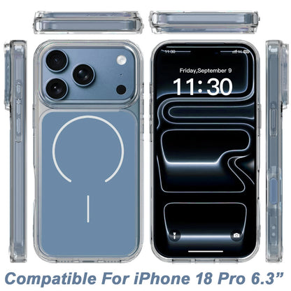 Phone Case for Apple iPhone 18 Pro Metallic Transparent Magnetic Magsafe Compatible Shockproof Hybrid TPU Durable Clear Protective Grip Cover
