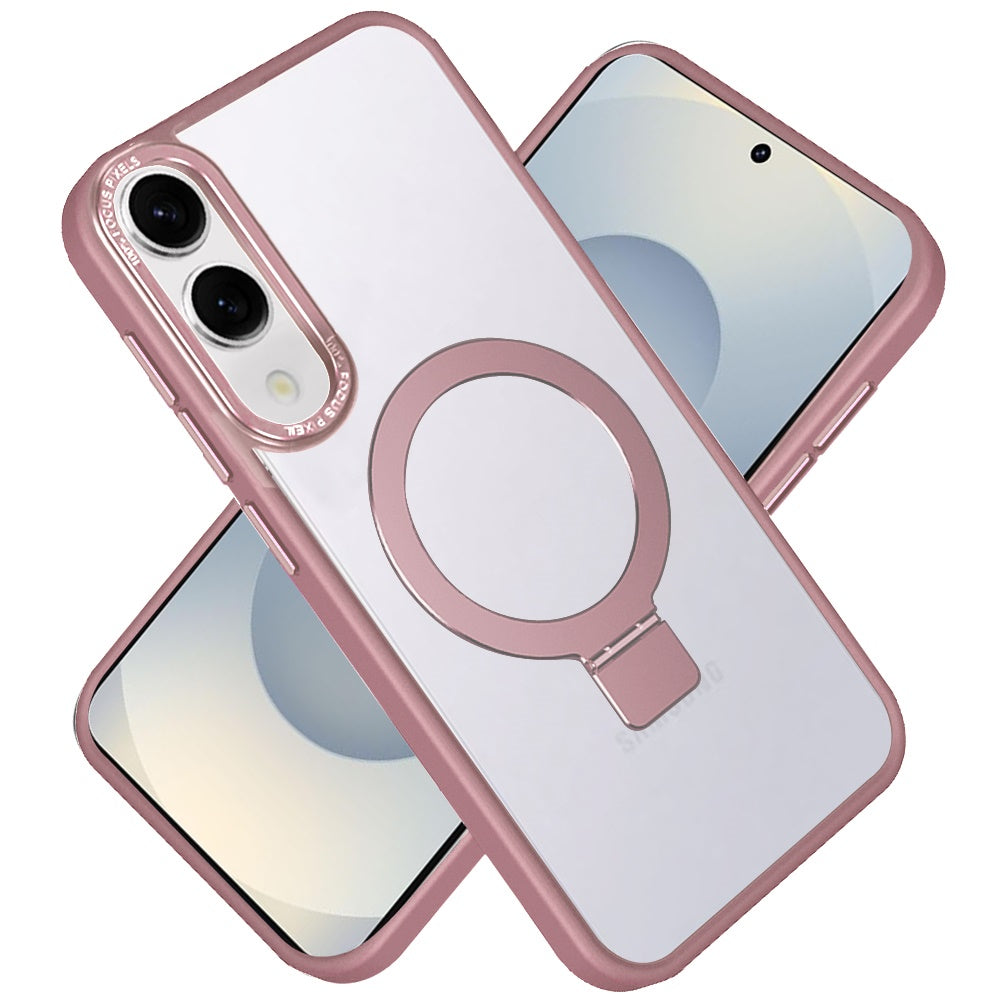 For Samsung Galaxy S25 EDGE Magnetic Metal Matte with Built-in MagSafe Stand, Hybrid Shockproof Armor, TPU Frame Case Cover
