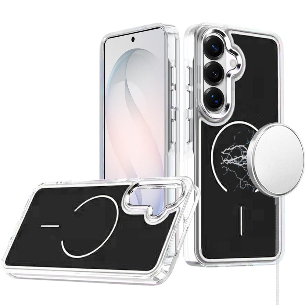Phone Case for Samsung Galaxy S26 FE /Fan Edition Metallic Transparent Magnetic Magsafe Compatible Shockproof Hybrid TPU Durable Clear Protective Grip Cover