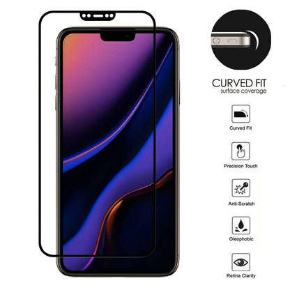 For Apple iPhone 11 Tempered Glass Screen Protector, Black Edge HD Clear, Scratch Resistant, Anti-Fingerprint, Easy Install, 9H Hardness Protector Black