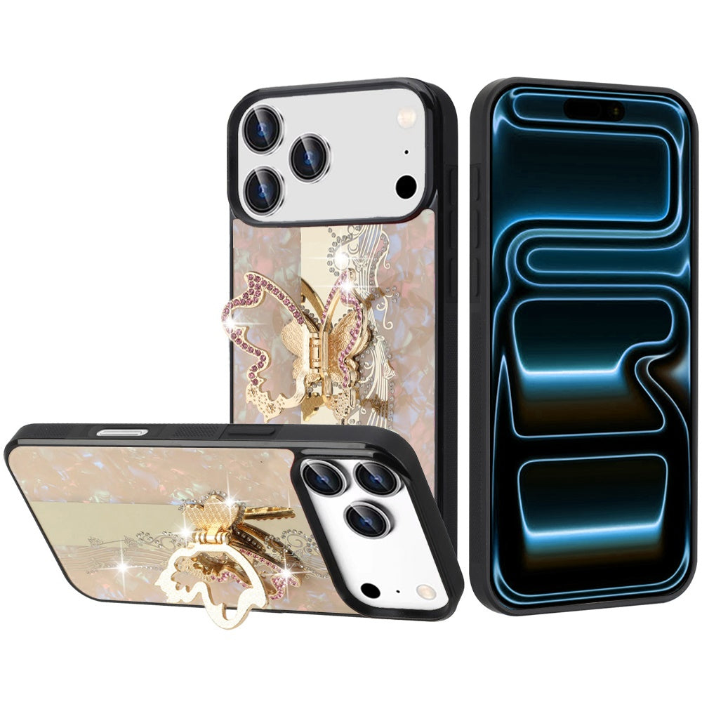 Phone Case for Apple iPhone 18 Pro Diamond 3D Fashion Floral Glitter Engraved Luxury Bling Hybrid Shockproof Chrome Edge Protective Grip Cover