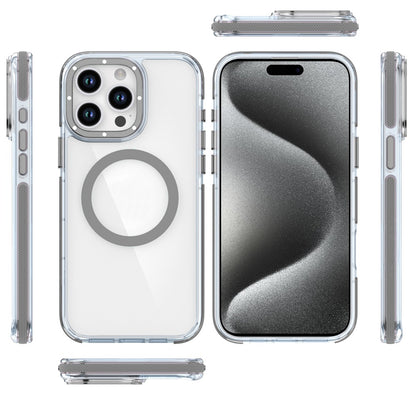 For Apple iPhone 16 Pro Transparent back with Colorful Frame Strong Magnetic Circle [Compatible with Magsafe] Slim Case Cover Orange
