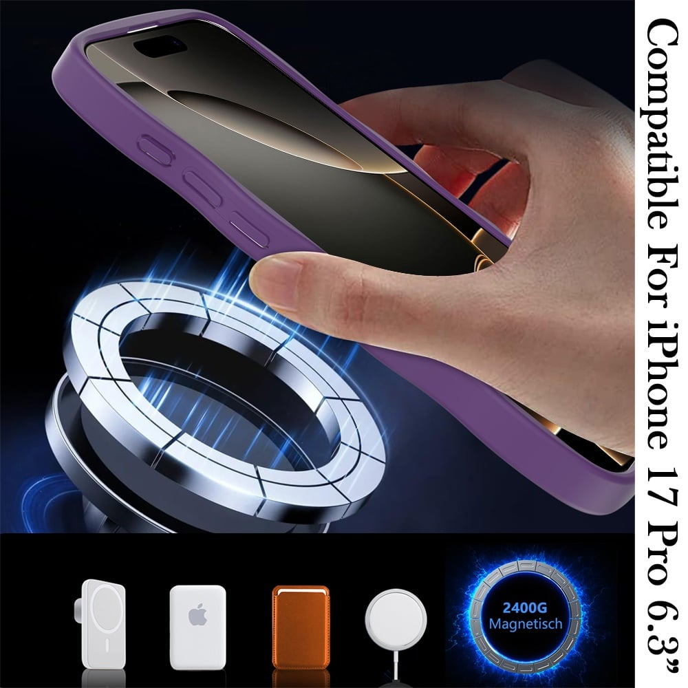 For Apple iPhone 17 Pro (6.3") Grip Hand Magnetic Hybrid Case Shockproof Protection Matte Skin Rubber TPU + PC Case Cover