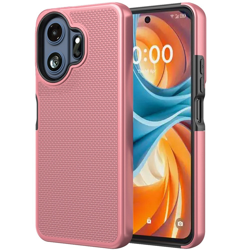 Phone Case for TCL 70 Pro Textured Dotted Hybrid Dual Layers Rugged TPU Shock Absorbing Reinforced Bumper Non Slip Grip Cover