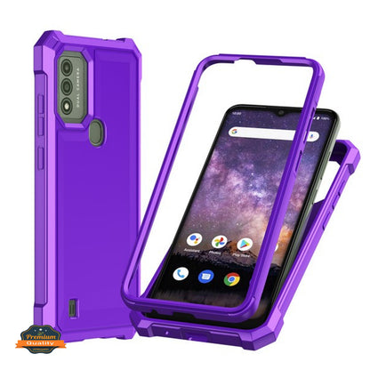 For TCL 50 LE Hybrid 2in1 Front Bumper Frame Cover Square Edge Shockproof Soft TPU + Hard PC Anti-Slip Heavy Duty Case Cover Purple