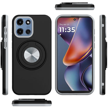 For Motorola Moto G Power 5G 2026 /2025 Metal Matte Hybrid with Invisible Rotational Ring Stand, Car Mount Friendly, Military Grade Slim Fit Sturdy Case Cover Cosmic Orange