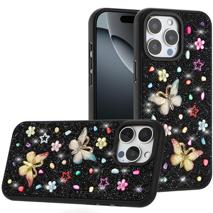 For Apple iPhone 17E /16E Diamond Butterfly 3D Glitter Bling Design, Slim Hybrid Sparkle Protective Cover TPU for Women Girls Case Cover