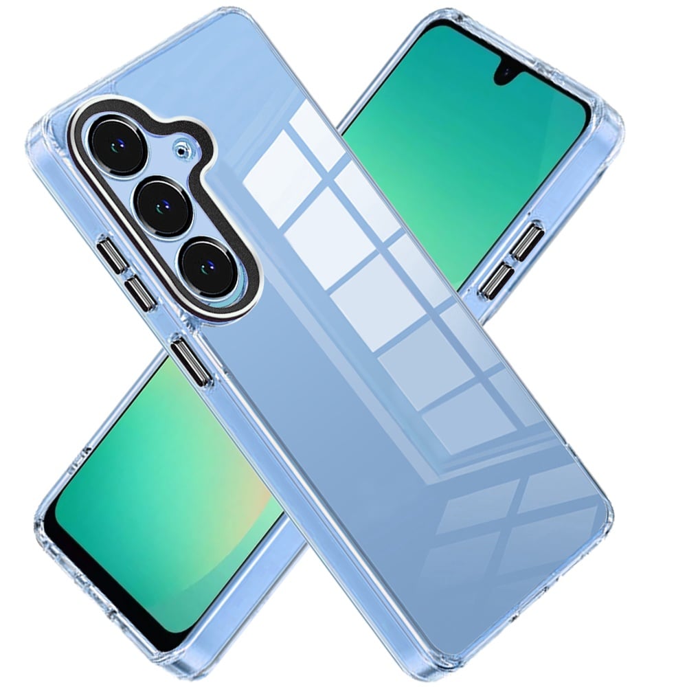 Phone Case for Samsung Galaxy A27 Transparent Clear Hybrid Metal Button Camera Guard Shockproof Gummy TPU Slim Protective Grip Cover Black