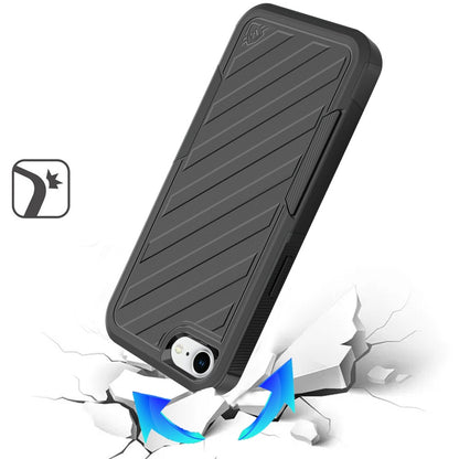 For Apple iPhone 17E /16E Premium Hybrid Rugged lined Shockproof Textured 2-in-1 Non-Slip Hard PC & TPU Non Slip Tough Case Cover