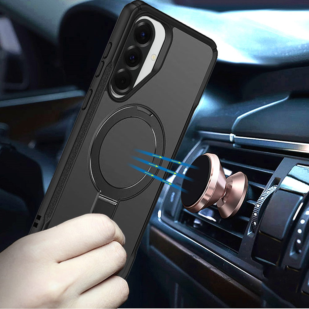 Phone Case for Galaxy A37 Magnetic Ring Stand Matte Finish Shockproof Grip Slim Armor Heavy Duty TPU Protective Hybrid Cover
