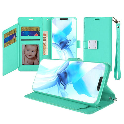 For Apple iPhone 12 /12 Pro Wallet Cases PU Leather with Credit Card /ID /Cash Holder Slot Dual Flip Book Pouch, Stand and Strap Case Cover
