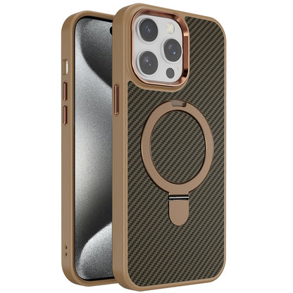 For Apple iPhone 14 Pro Max Hybrid Carbon Fiber Design with MagSafe Compatible [Magnetic Circle], Ring Stand Shockproof Slim TPU Case Cover