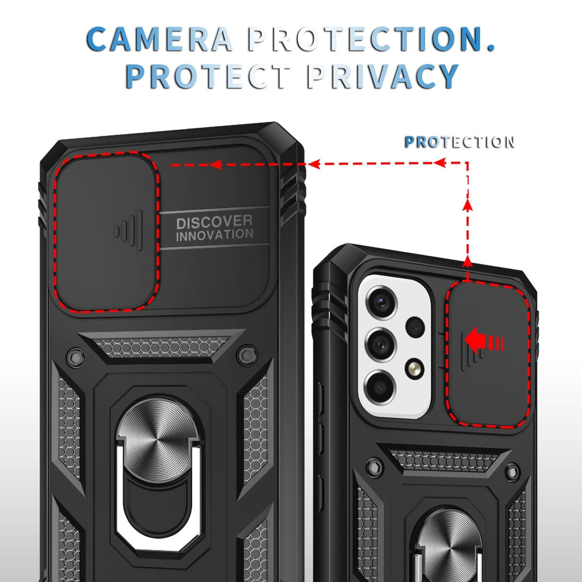 Phone Case Cover for Motorola Moto G Stylus 5G 2026 Hybrid Shockproof, Built-in Sliding Camera Lens Protection with Magnetic Finger Ring Stand Holder Cover