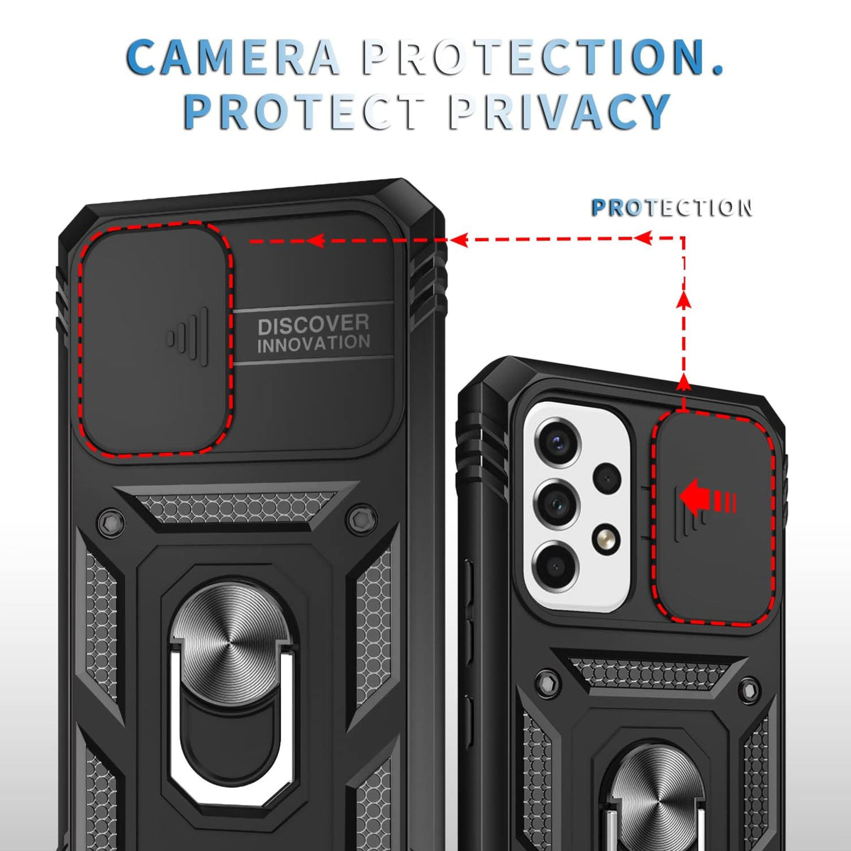 For Google Pixel 10A Hybrid Shockproof, Built-in Sliding Camera Lens Protection with Magnetic Finger Ring Stand Holder Case Cover