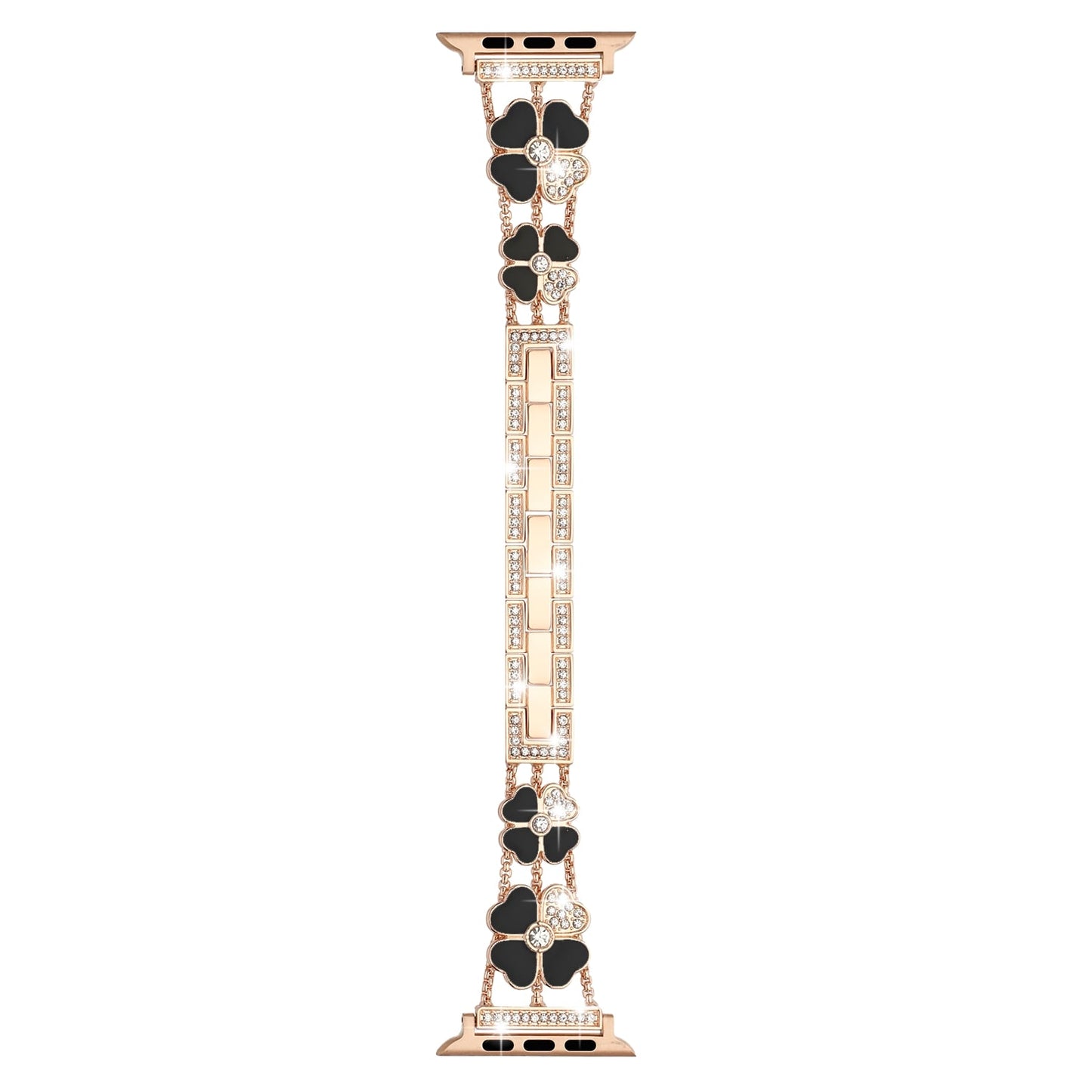 Watch Band Zinc Alloy Heart Link Bracelet Rhinestone Secure Clasp Durable Metal Replacement Adjustable