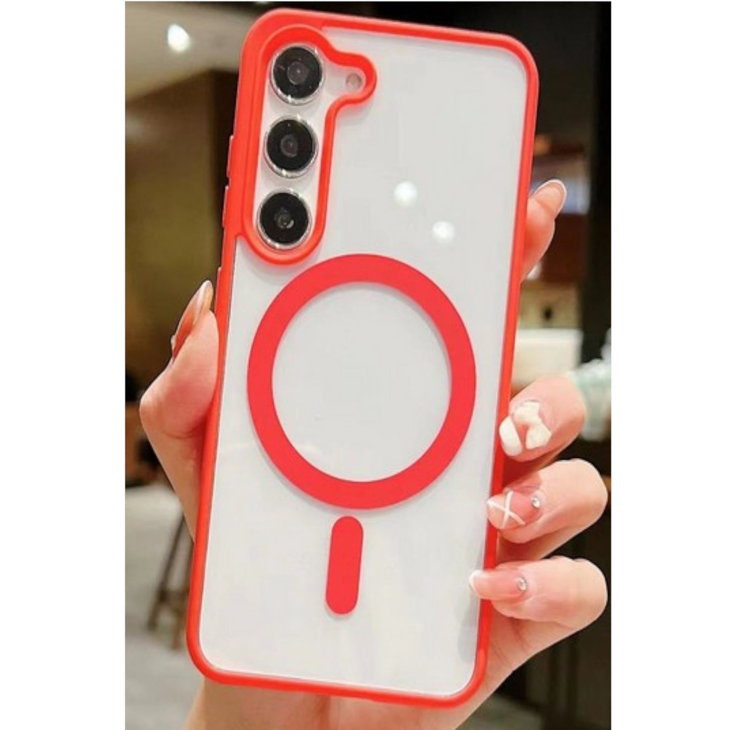 For Samsung Galaxy S25 EDGE Hybrid Clear Transparent with Color Edge Bumper, MagSafe Compatible Ultra Slim Hard PC Case Cover