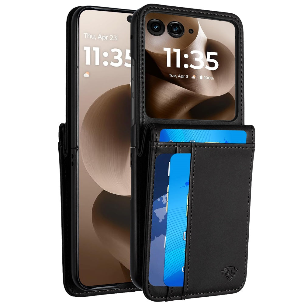 For Samsung Galaxy Z Fold 7 Wallet Case PU Leather Back Storage with Card ID Slot, Pocket Holder, Hybrid Protective Case Cover Black