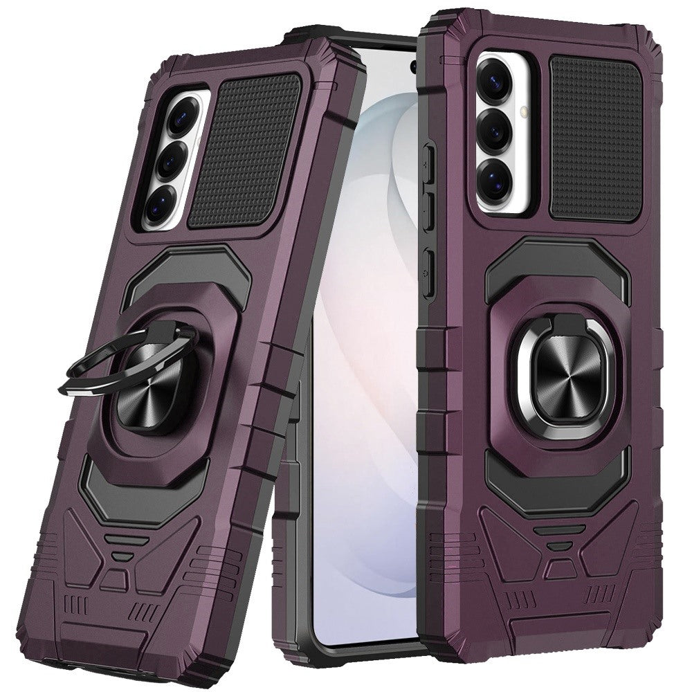 Rugged Hybrid Dual Layer Magnetic Ring Stand Armor Shock Absorbing Heavy Duty TPU Reinforced Bumper