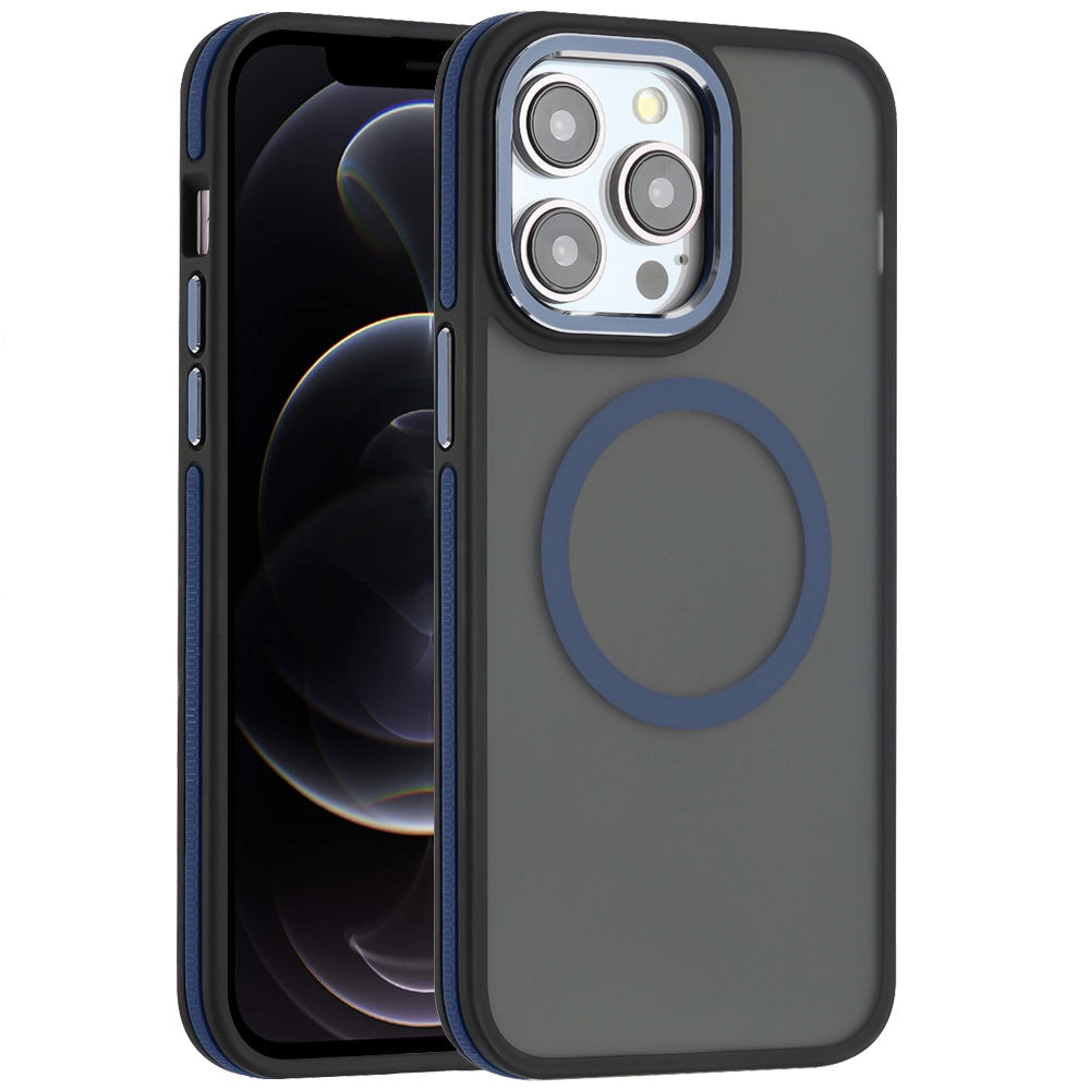 For Apple iPhone 16 Pro Max (6.9") Frosted Translucent Back Hybrid with Magnetic Circle MagSafe Compatible, Military Grade Shockproof Case Cover