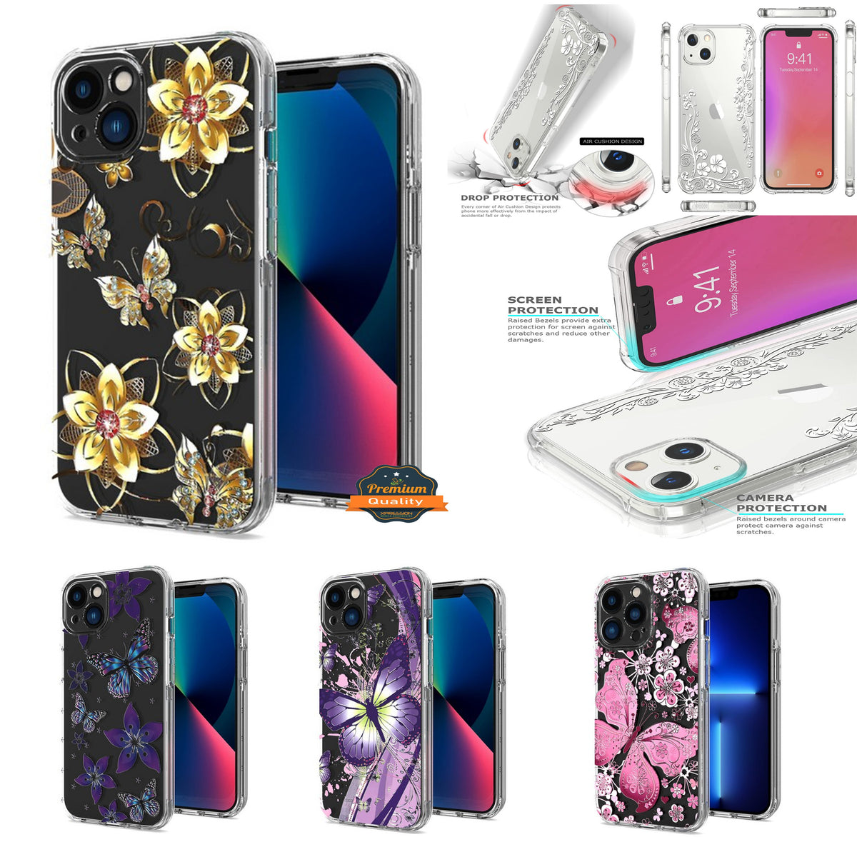 For Samsung Galaxy S25 EDGE Hybrid Clear Frame with Trendy Pattern Design, Shockproof Hard Back & TPU Rubber Case Cover