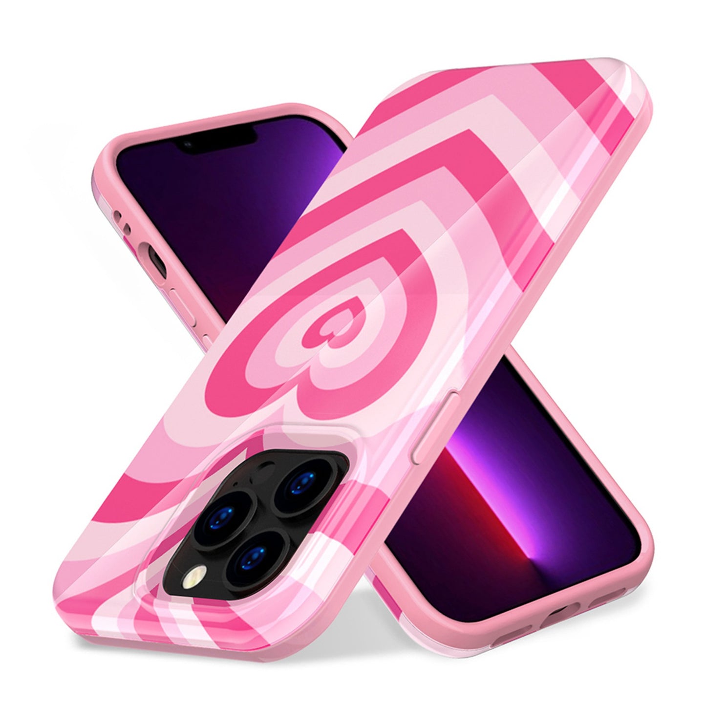 For Apple iPhone 15 Pro Max (6.7") Pattern Design Bling Glitter Shockproof Hybrid Soft TPU Frame and Hard Back Slim  Phone Case Cover