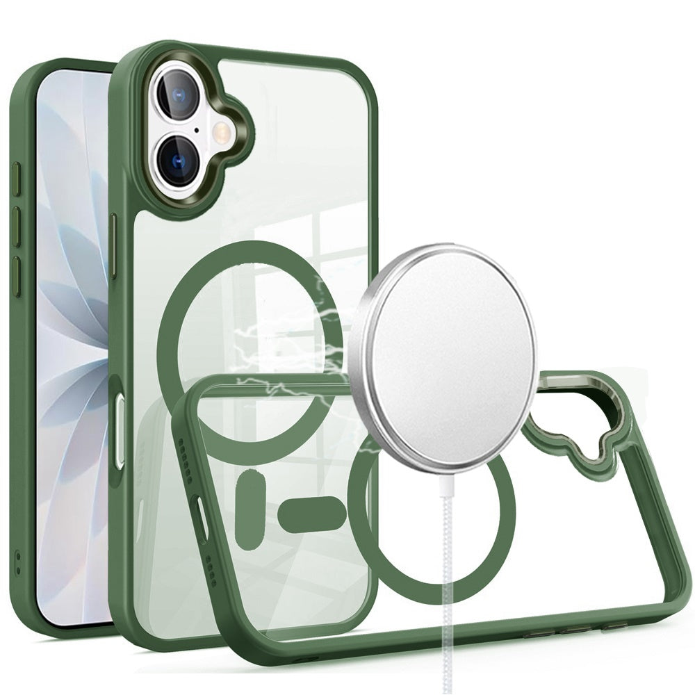 For Apple iPhone 17 (6.3") MagSafe Compatible Transparent Greatest Clear Acrylic with Color Frame Thick Hybrid TPU Hard Case Cover