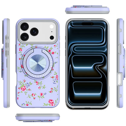 For Apple iPhone 17 Pro Max Pattern Design Hybrid with Invisible Ring Stand & Magnetic Back, Shockproof Protective Grip Case Cover