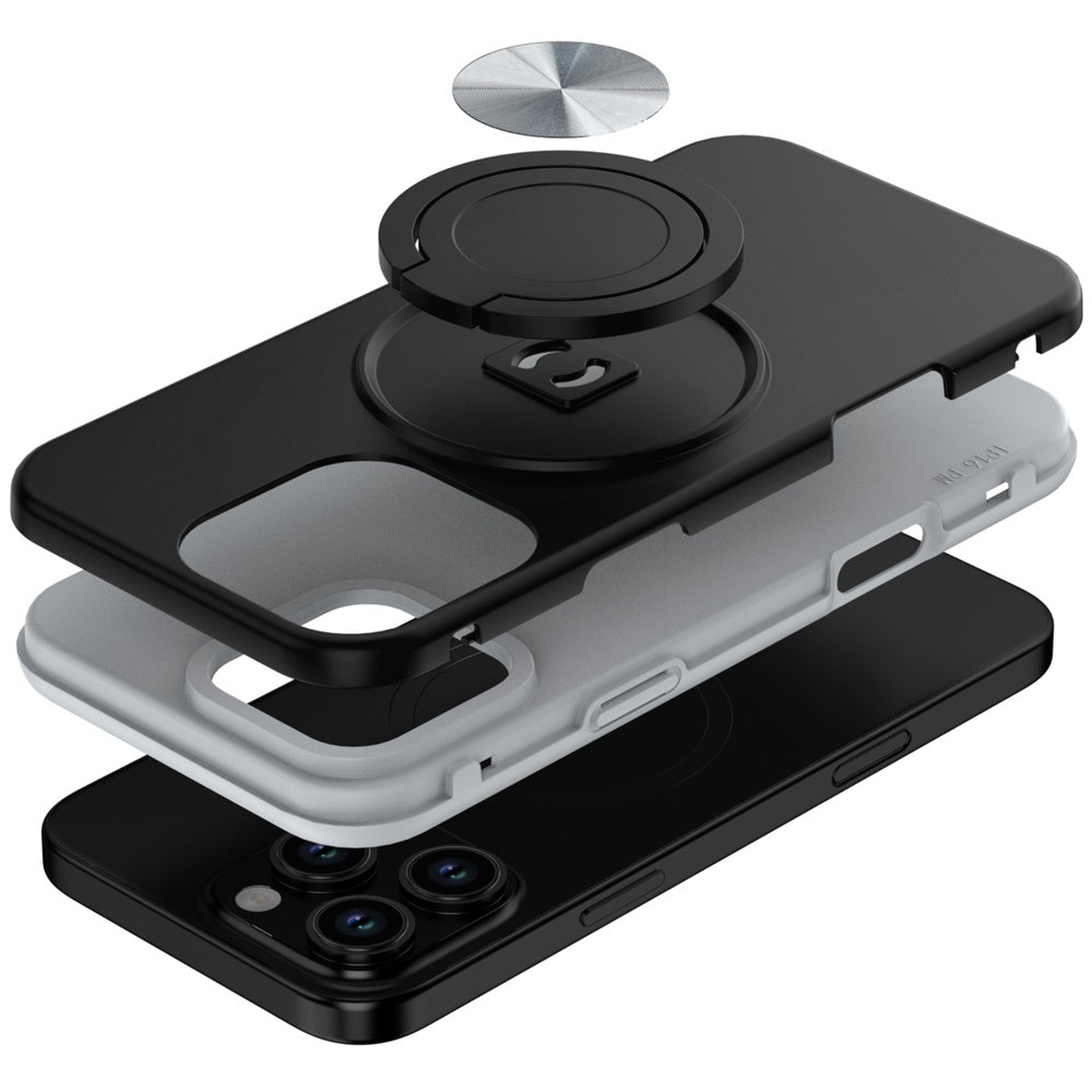 Metal Matte Hybrid with Invisible Rotational Ring Stand, Car Mount Friendly, Military Grade Slim Fit Sturdy
