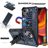 For Apple iPhone 15 Pro (6.1") Built in Magnetic Kickstand, Military Hybrid Bumper Heavy Duty Dual Layers Rugged Stand  Phone Case Cover