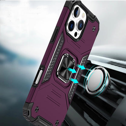 Magnetic Car Mount Hybrid Ring Stand Shockproof Rugged Grip Armor Heavy Duty Protective TPU Durable