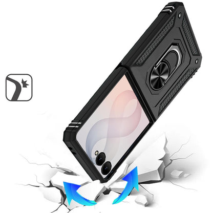 Phone Case for Samsung Galaxy Z Flip 8 Rotatable Ring Stand Shockproof Hybrid Armor Anti Slip Heavy Duty Fit Magnetic Car Mount Durable Grip Cover