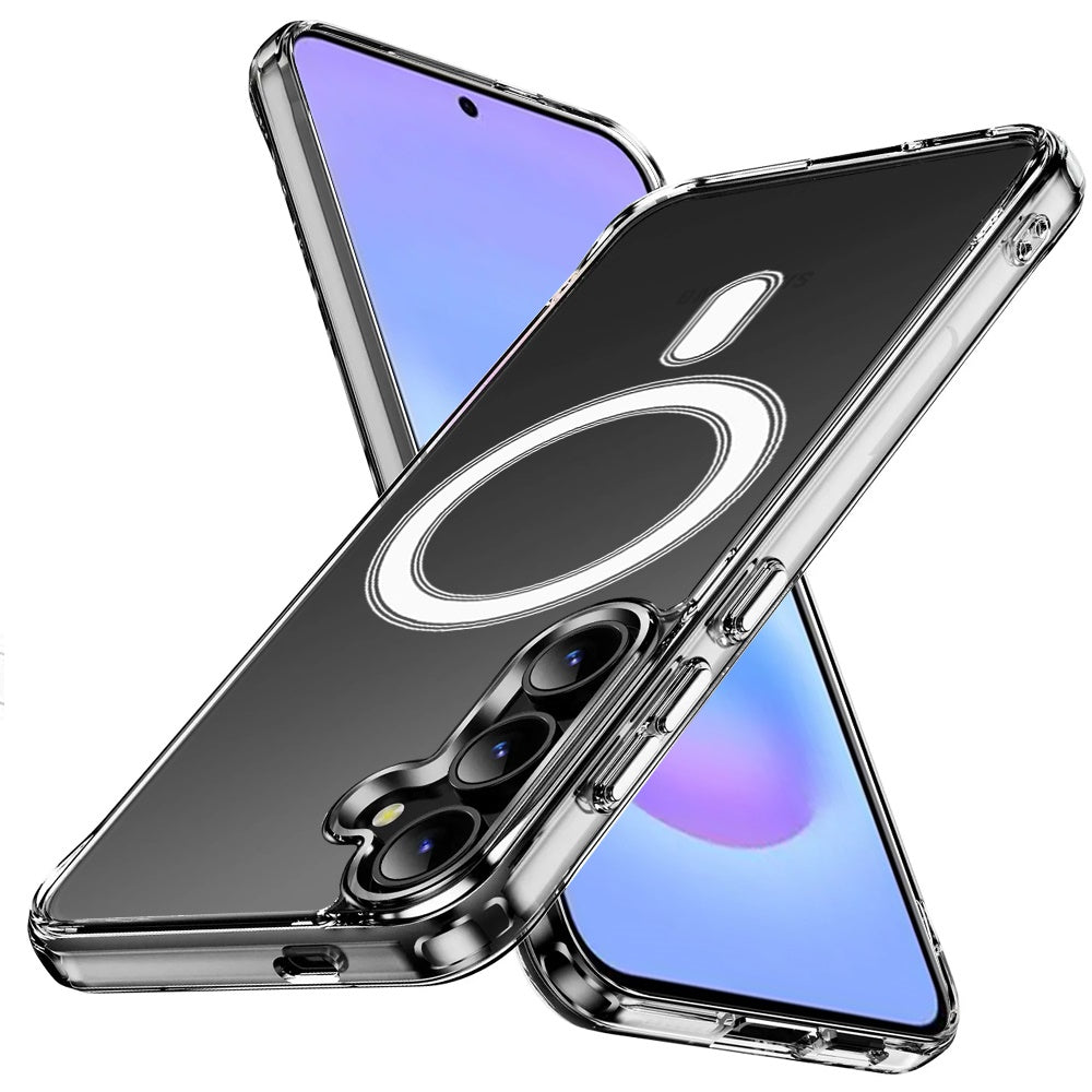 Phone Case for Samsung Galaxy A57 Thick Clear Hybrid Magnetic Circle Shock Absorbing Reinforced Corners TPU Heavy Duty Transparent Frame Bumper Cover Clear