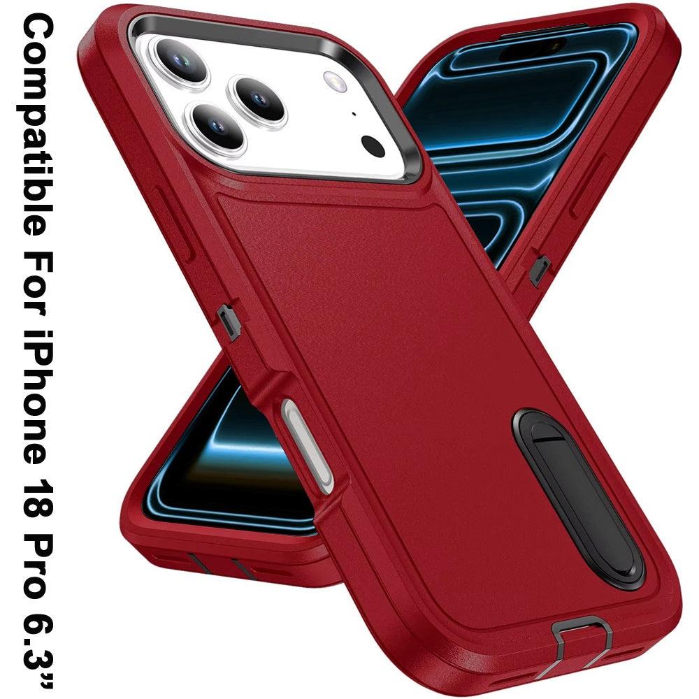 Phone Case for Apple iPhone 18 Pro 3in1 Tough Rugged Kickstand Shockproof Armor Grip Heavy Duty Drop Resistant Protective Hybrid Cover