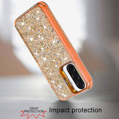 Phone Case for Samsung Galaxy A37 Luxury Bling Scattered Glitter Hybrid Dual Layers with Integrated Camera Stand and Sparkle Finish Design Cover