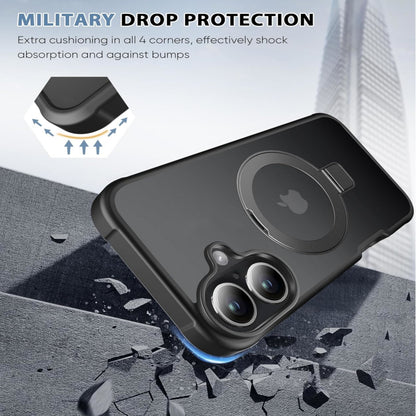 For Apple iPhone 16 Plus (6.7") Ring Holder Case, Military-Grade Shockproof Protective Cover with Magnetic Kickstand [Compatible with Magsafe] Case Cover