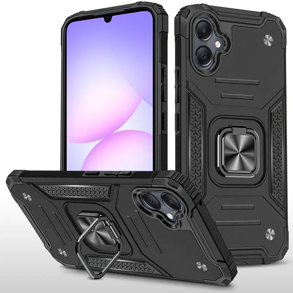 Phone Case for Samsung Galaxy A08 4G, A07 5G, A07 4G Magnetic Car Mount Hybrid Ring Stand Shockproof Rugged Grip Armor Heavy Duty Protective TPU Durable Cover