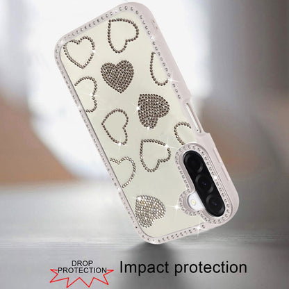 Phone Case for Samsung Galaxy A17 Spread Love Hearts Glitter Shimmer Bling Diamond Edge Shockproof Hybrid Stylish Protective Slim Grip Designer Cover