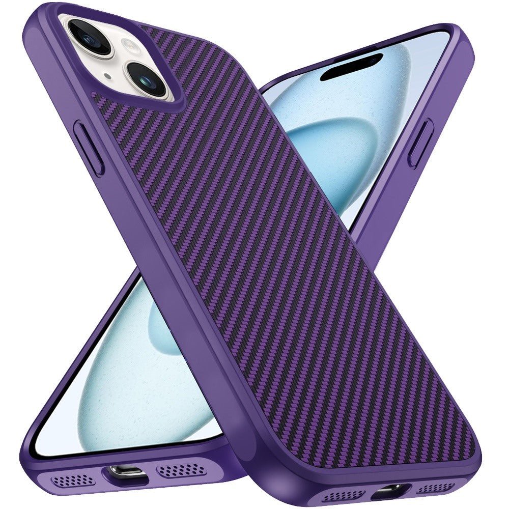 For Apple iPhone 16 Pro Max Carbon Fiber Design with Magnetic HQ 2.0mm Thick Hybrid Shockproof Rubber Hard PC Case Cover