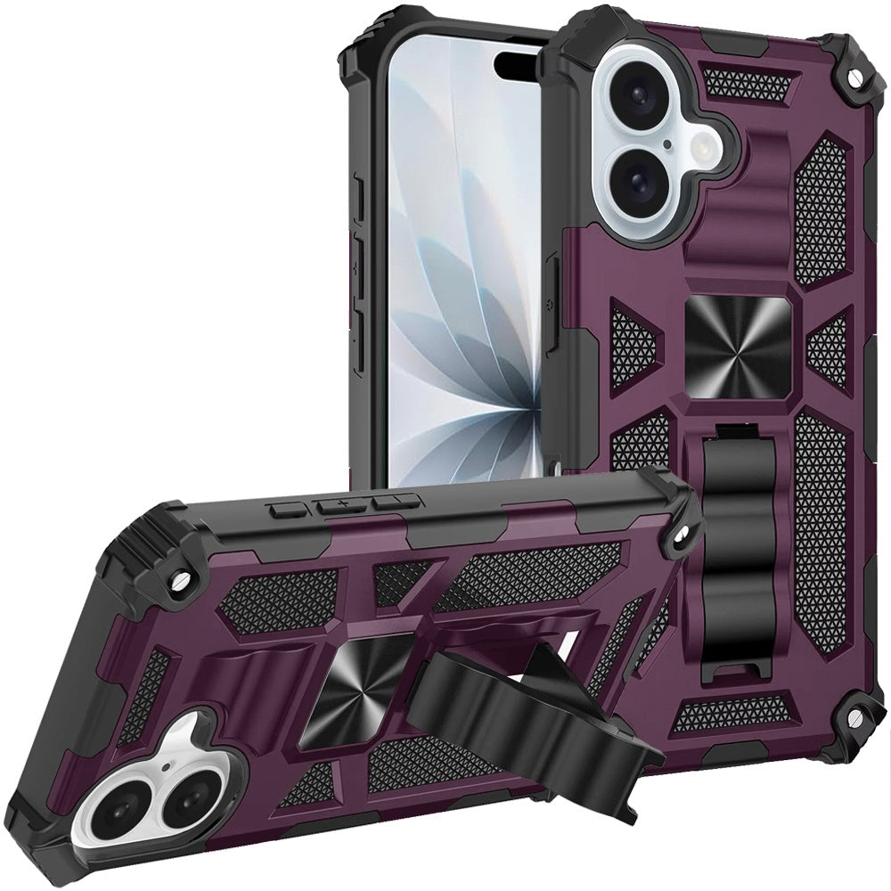 Built in Magnetic Hiden Kickstand Shockproof Rugged Armor Grip Hybrid Heavy Duty Anti Slip Protective Style