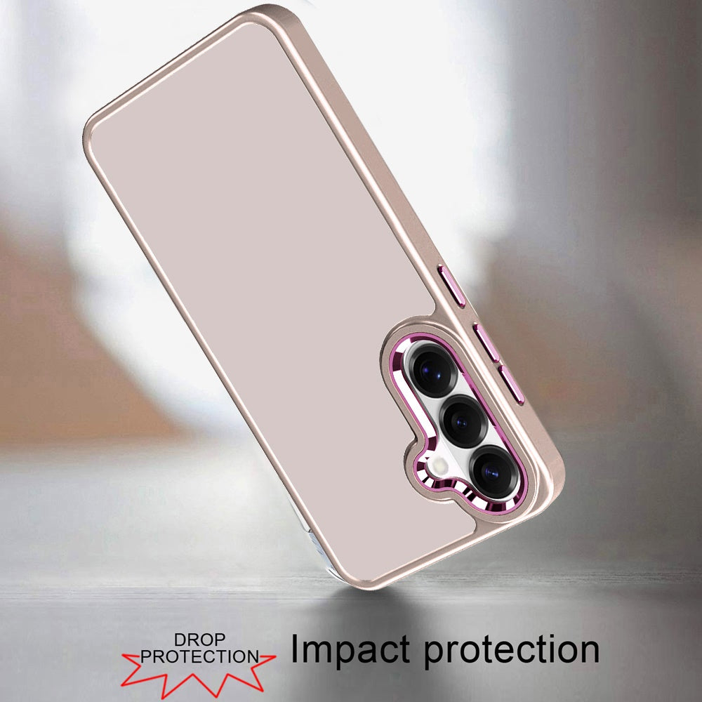 Phone Case for Samsung Galaxy S26 FE /Fan Edition Polished Acrylic Hybrid TPU Slim Shockproof Metal Button Thick Durable Grip Camera Protection Anti-Scratch Cover