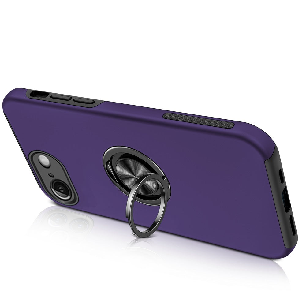 For Apple iPhone 17 Pro Max Hybrid 360 Degree Rotatable Metal Invisible Ring Stand Holder Slim Fit Magnetic Car Mount Shockproof Case Cover
