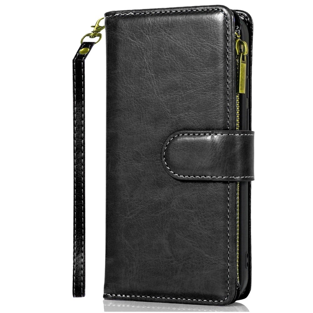 Phone Case for Samsung Galaxy A27 Luxury Leather Wallet Card Holder Zipper Pocket Money Storage Protective Grip Design with Strap Cover